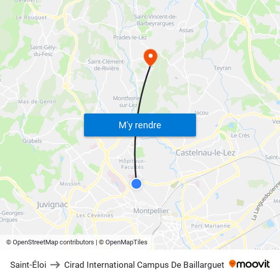 Saint-Éloi to Cirad International Campus De Baillarguet map