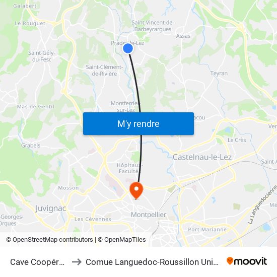Cave Coopérative to Comue Languedoc-Roussillon Universités map