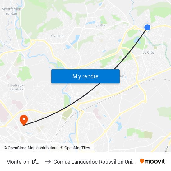 Monteroni D'Arbia to Comue Languedoc-Roussillon Universités map