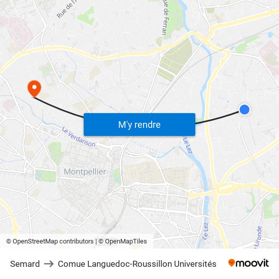 Semard to Comue Languedoc-Roussillon Universités map