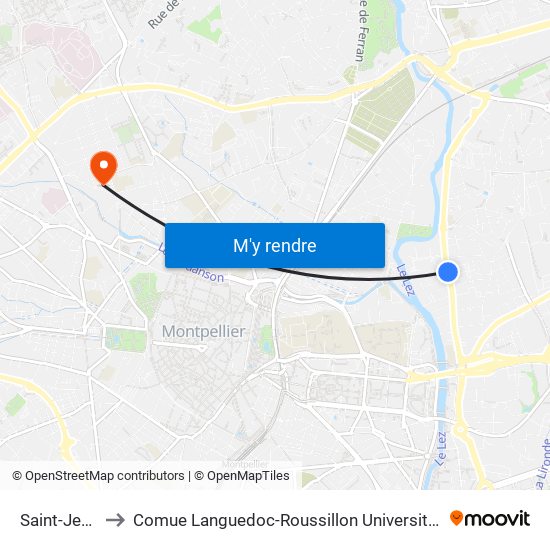 Saint-Jean to Comue Languedoc-Roussillon Universités map