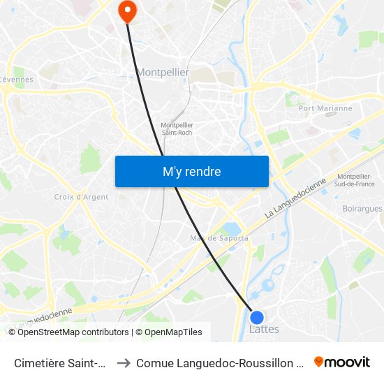 Cimetière Saint-Laurent to Comue Languedoc-Roussillon Universités map