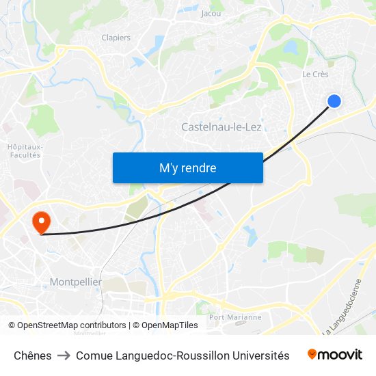 Chênes to Comue Languedoc-Roussillon Universités map