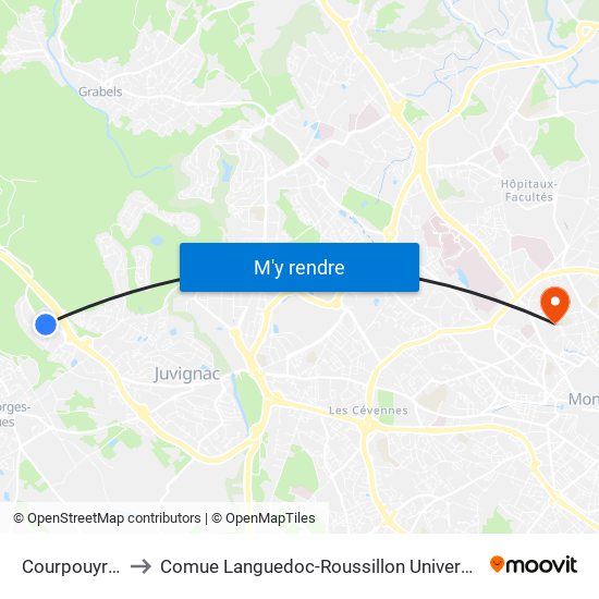 Courpouyran to Comue Languedoc-Roussillon Universités map
