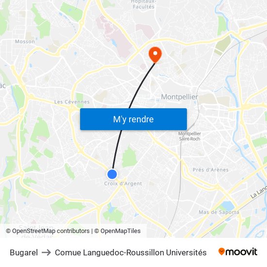 Bugarel to Comue Languedoc-Roussillon Universités map