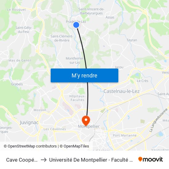 Cave Coopérative to Université De Montpellier - Faculté De Médecine map