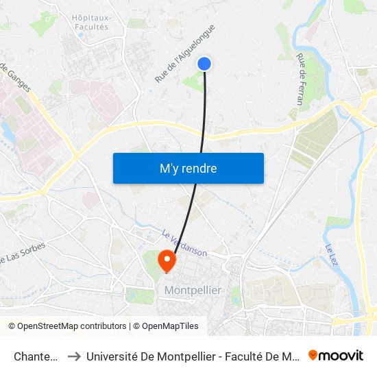 Chantecler to Université De Montpellier - Faculté De Médecine map