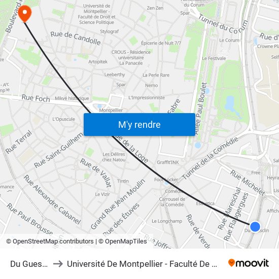 Du Guesclin to Université De Montpellier - Faculté De Médecine map