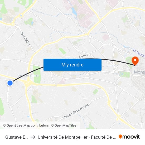 Gustave Eiffel to Université De Montpellier - Faculté De Médecine map