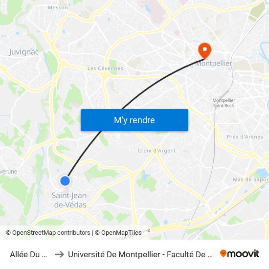 Allée Du Bois to Université De Montpellier - Faculté De Médecine map