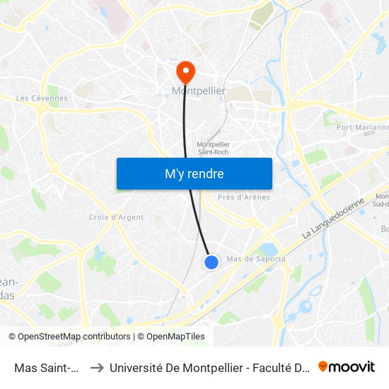 Mas Saint-Pierre to Université De Montpellier - Faculté De Médecine map