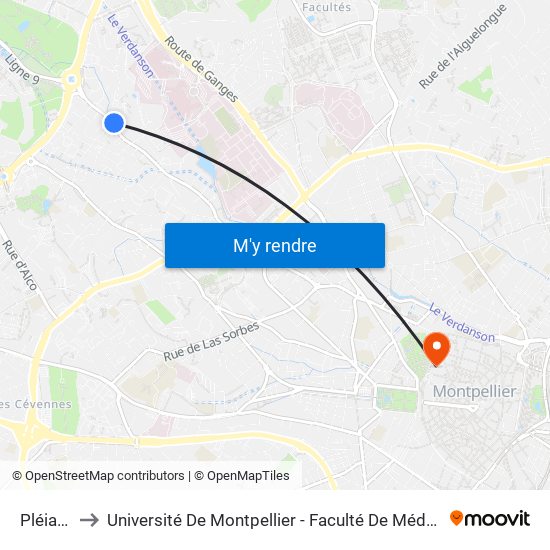 Pléiade to Université De Montpellier - Faculté De Médecine map