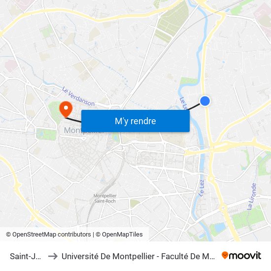 Saint-Jean to Université De Montpellier - Faculté De Médecine map