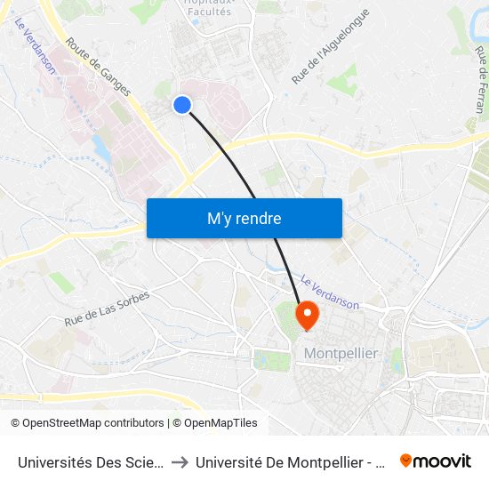 Universités Des Sciences Et Lettres to Université De Montpellier - Faculté De Médecine map