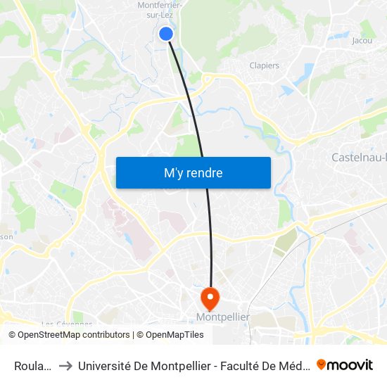 Roularel to Université De Montpellier - Faculté De Médecine map