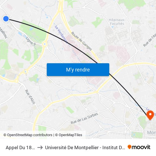 Appel Du 18 Juin to Université De Montpellier - Institut De Biologie map
