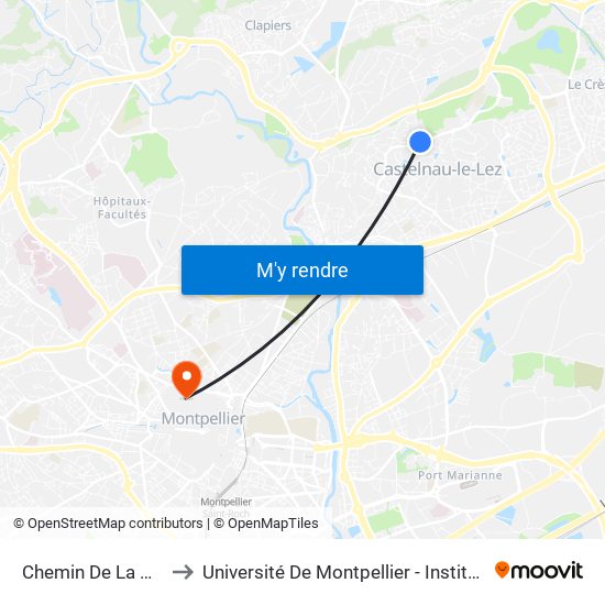 Chemin De La Monnaie to Université De Montpellier - Institut De Biologie map