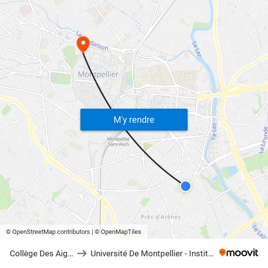 Collège Des Aiguerelles to Université De Montpellier - Institut De Biologie map