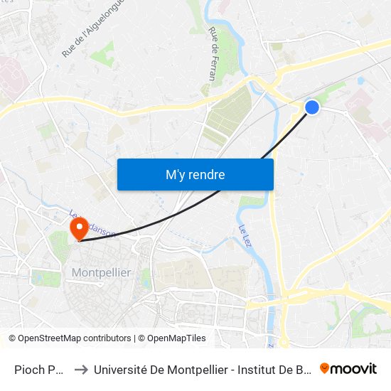 Pioch Pelat to Université De Montpellier - Institut De Biologie map