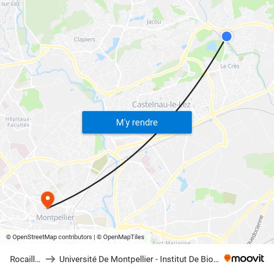 Rocailles to Université De Montpellier - Institut De Biologie map