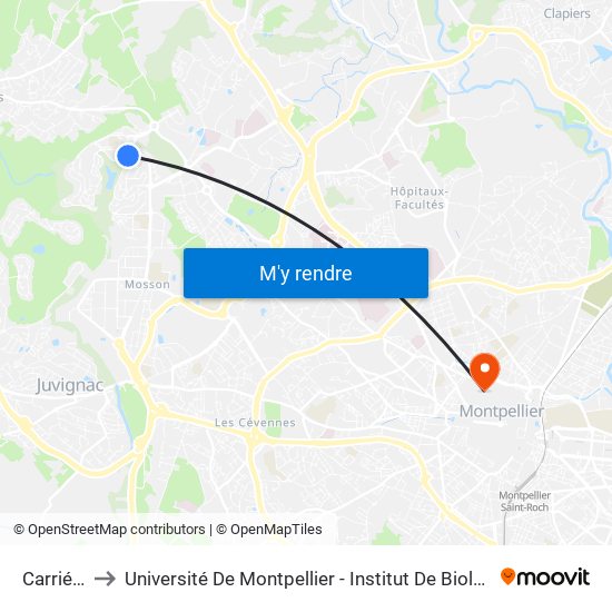 Carriéra to Université De Montpellier - Institut De Biologie map