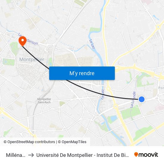 Millénaire to Université De Montpellier - Institut De Biologie map