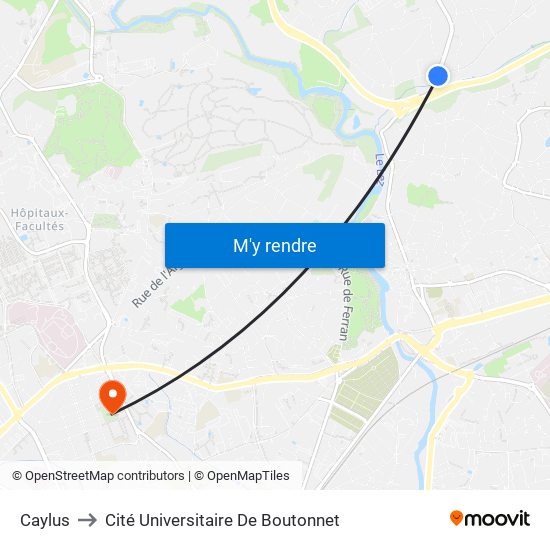 Caylus to Cité Universitaire De Boutonnet map