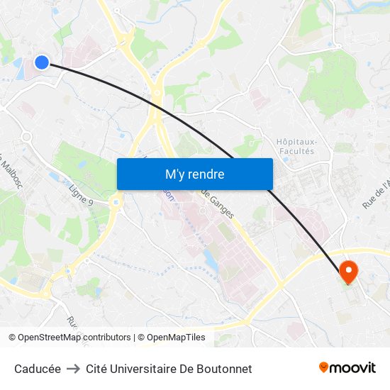 Caducée to Cité Universitaire De Boutonnet map