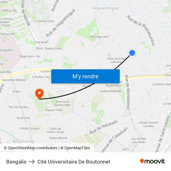 Bengalis to Cité Universitaire De Boutonnet map