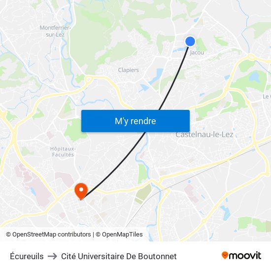 Écureuils to Cité Universitaire De Boutonnet map