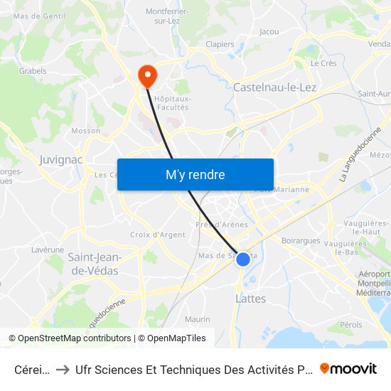 Céreirède to Ufr Sciences Et Techniques Des Activités Physiques Et Sportives map