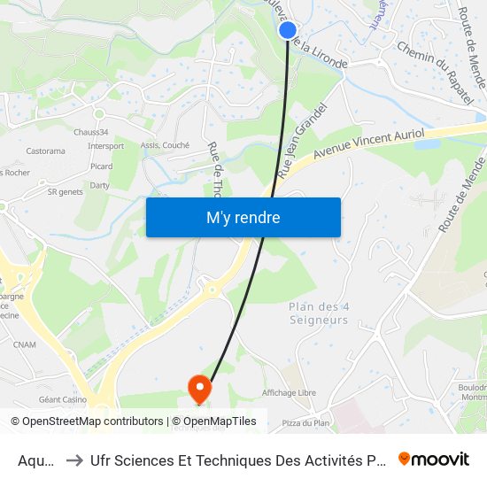 Aqueduc to Ufr Sciences Et Techniques Des Activités Physiques Et Sportives map