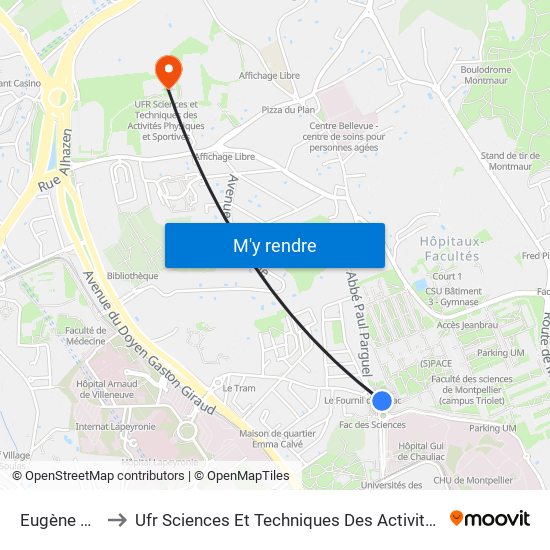 Eugène Bataillon to Ufr Sciences Et Techniques Des Activités Physiques Et Sportives map