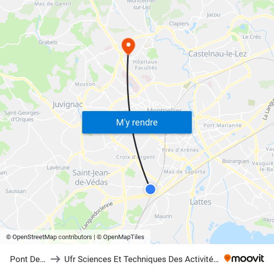 Pont De Guerre to Ufr Sciences Et Techniques Des Activités Physiques Et Sportives map