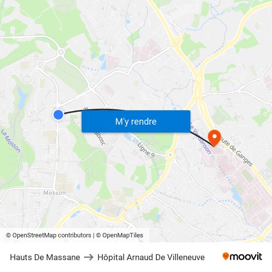 Hauts De Massane to Hôpital Arnaud De Villeneuve map