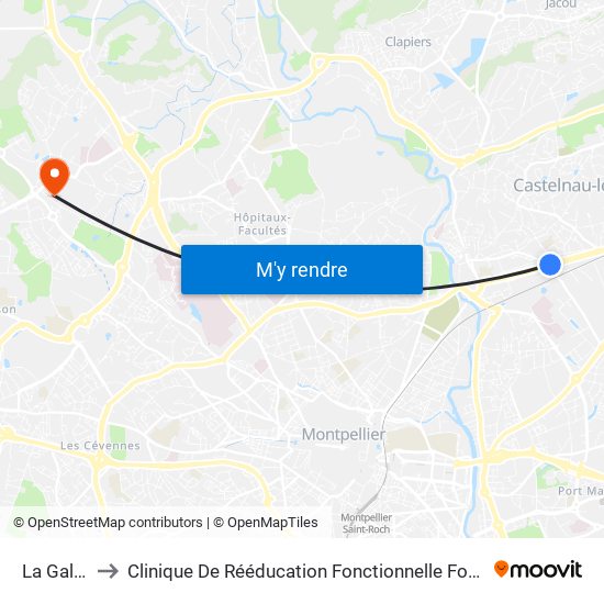 La Galine to Clinique De Rééducation Fonctionnelle Fontfroide map
