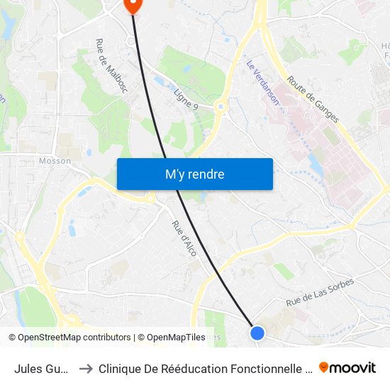 Jules Guesde to Clinique De Rééducation Fonctionnelle Fontfroide map