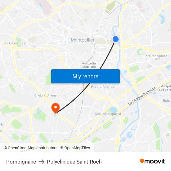 Pompignane to Polyclinique Saint-Roch map