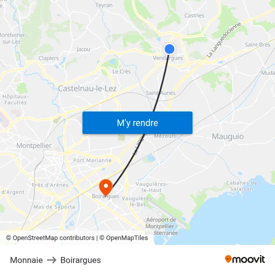 Monnaie to Boirargues map