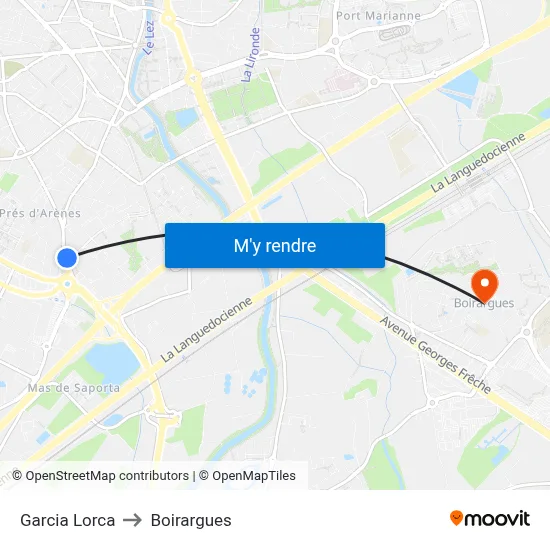 Garcia Lorca to Boirargues map