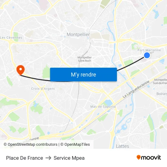 Place De France to Service Mpea map