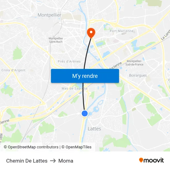 Chemin De Lattes to Moma map