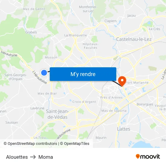 Alouettes to Moma map