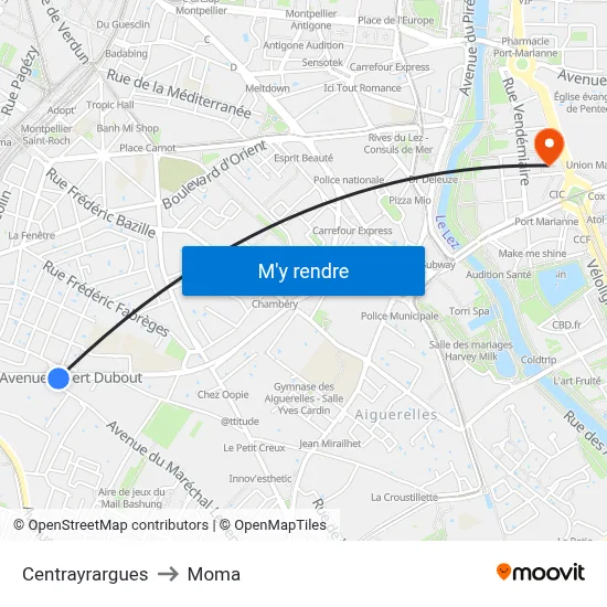 Centrayrargues to Moma map