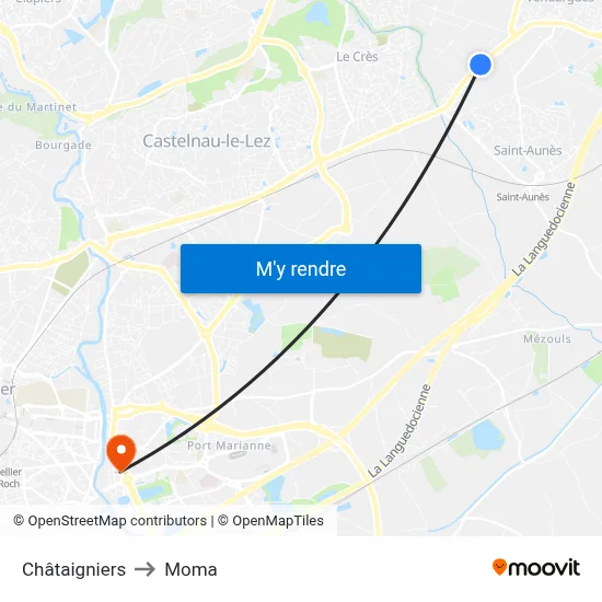 Châtaigniers to Moma map