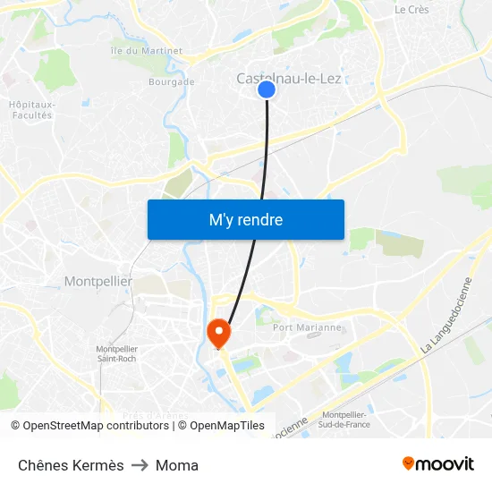 Chênes Kermès to Moma map