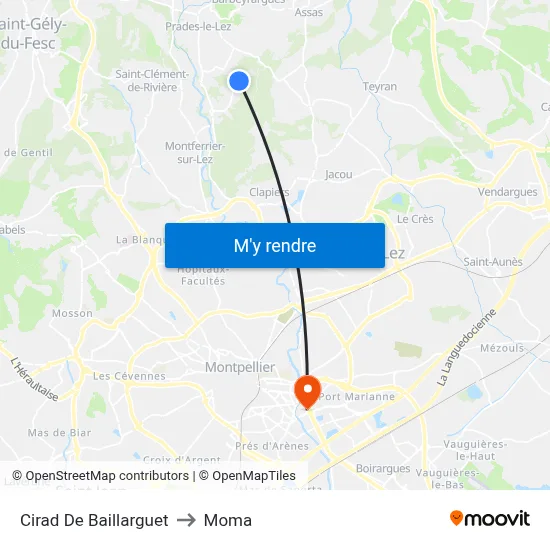 Cirad De Baillarguet to Moma map