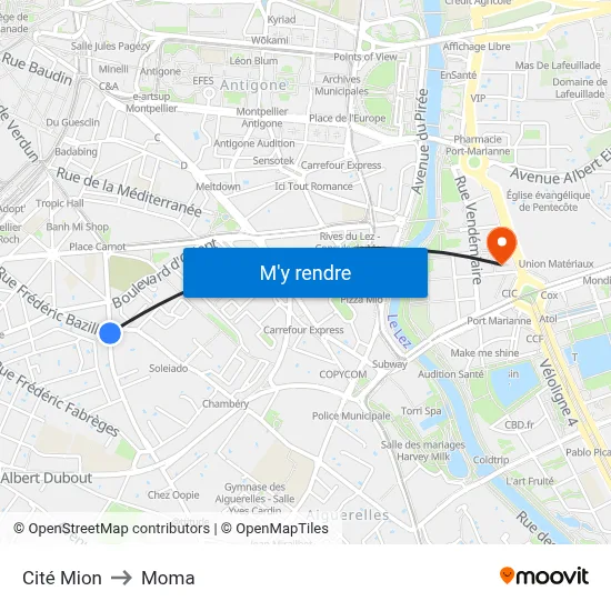 Cité Mion to Moma map