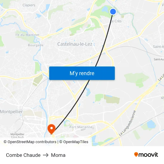 Combe Chaude to Moma map
