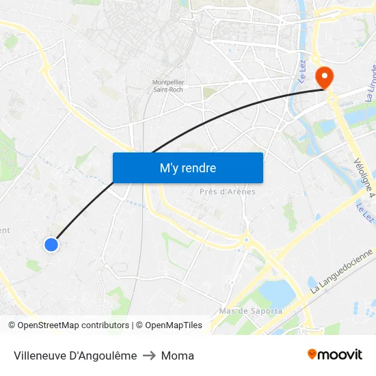 Villeneuve D'Angoulême to Moma map